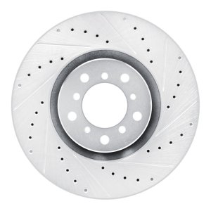 BMW M5 Brake Rotor (1) - Left Front - R1 Concepts - Drilled & Slotted - Silver - `00-`03